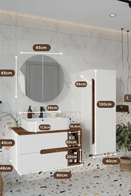 Stewehome Ντουλάπι Μπάνιου με Νιπτήρα &amp;amp; Στήλη 3τμχ Λευκό 80x45x53 cm