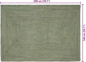 vidaXL Χαλιά χώρου Ορθογώνιος Λαδί 140 x 200 cm Γιούτα