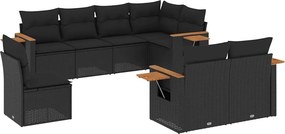 vidaXL Patio Sofa Set 8-θέσια Black