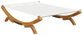 vidaXL Ξαπλώστρα Εξ. Χώρου Κρεμ 165x188,5x46 εκ. Μασίφ Λυγισμένο Ξύλο