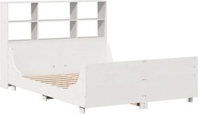 vidaXL Κρεβάτι Βιβλιοθήκη Χωρίς Στρώμα Λευκό 160x200 εκ Μασίφ Πεύκο