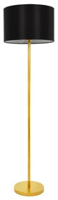 GloboStar ASHLEY 00825 Μοντέρνο Φωτιστικό Δαπέδου Μονόφωτο 1 x E27 Χρυσό Μεταλλικό Καμπάνα με Μαύρο Ύφασμα &amp; Χρυσή Βάση D40 x H148cm