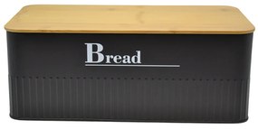 Ψωμιέρα Bread Με Καπάκι Μπαμπού Μαύρο/Φυσικό Μέταλλο 33x18x13cm ANKOR