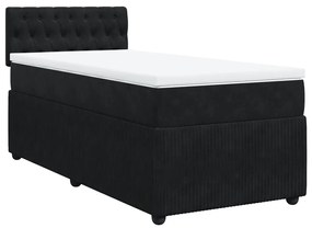 vidaXL Κρεβάτι Boxspring με Στρώμα Μαύρο 90x200 εκ. Βελούδινο