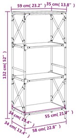 Βιβλιοθήκη 4 Επιπέδων Μαύρη 59x35x132 εκ. Επεξεργασμένο Ξύλο - Μαύρο