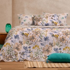 Σεντόνια King Size (Σετ) Melinen Casual Line Elrod Blue Εκρού,Γαλάζιο ΜΕ ΛΑΣΤΙΧΟ 180x200+32