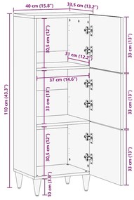 HIGHBOARD 40X33,5X110 CM ΜΑΣΙΦ ΞΥΛΟ MANGO 4018693