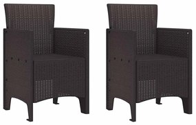 vidaXL Σέτ φαγητού για κήπο 3 pcs Καφέ Rattan Polt
