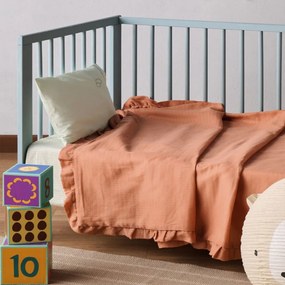 Κουβέρτα Βρεφική Με Βολάν YN 25 Orange Old Rose-Pink Kentia Αγκαλιάς 65x100cm Μουσελίνα