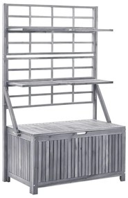 vidaXL Μπαούλο Αποθήκευσης Καφασωτό Γκρι 99x55x160 Μασίφ Ξύλο Ακακίας
