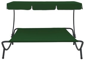 vidaXL Ξαπλώστρα - Κρεβάτι Διπλή Πράσινη με Σκίαστρο