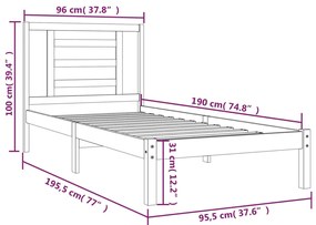 vidaXL Σκελετός Κρεβ. Χωρίς Στρώμα Λευκό 90x190 εκ Μασίφ Πεύκο