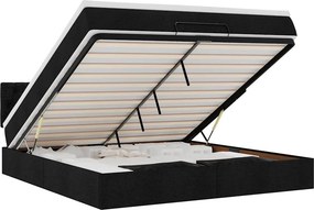 vidaXL Οθωμανικό κρεβάτι με στρώμα Μαύρο 160x200cm Ύφασμα