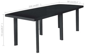 vidaXL Τραπέζι Κήπου Ανθρακί 216 x 90 x 72 εκ. Πλαστικό