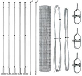 vidaXL Euro Fence με 7 Φλαντζωτούς Πόλους 1.5x10 m Γαλβανισμένος Χάλυβας