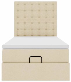 vidaXL Οθωμανικό κρεβάτι με στρώμα Cream 100x200cm ύφασμα