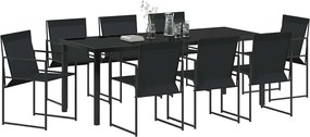 vidaXL Σέτ φαγητού για κήπο 9 pcs Μαύρο Textilene και Χάλυβας