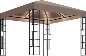 vidaXL Κιόσκι με Φωτάκια LED Taupe 3 x 3 μ.