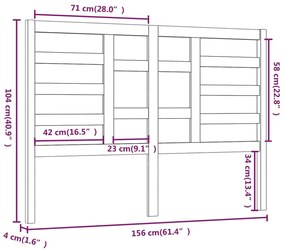 vidaXL Κεφαλάρι Κρεβατιού 186 x 4 x 104 εκ. από Μασίφ Ξύλο Πεύκου