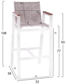 Σκαμπό Μπαρ C5790.01 Αλουμινίου Λευκό με Polywood 52x58x108 εκ. 52x58x108 εκ.