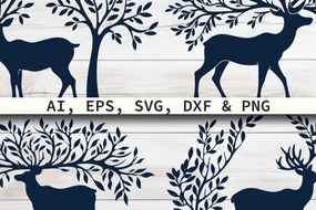 Σετ των 3 Intra απο ξύλο plywood 3mm-4mm πάχος - Πακέτο Cricut Christmas Reindeer Δίασταση 4x4 cm INTRAFABR-80847481