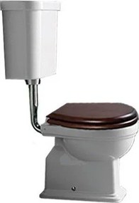 GSI Classic Medium Level 871100MW Λεκάνη Υ.Π Πισωστόμια 73cm με Καζανάκι Χαμηλής Κατεβασιάς και Κάλυμμα Βαρέως Τύπου Ξύλινο