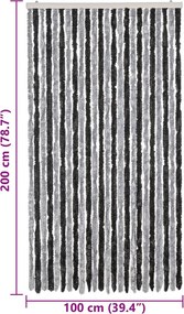 vidaXL Σήτα Εντόμων Γκρι &amp; Μαύρη 100 x 200 εκ. από Σενίλ