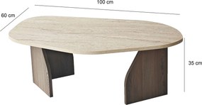 Τραπεζάκι Σαλονιού Τραβερτίνη / Καρυδί OGRUR 100x60x35