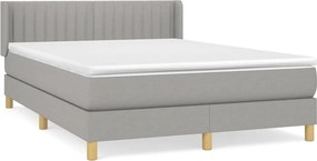vidaXL Κρεβάτι Boxspring με Στρώμα Ανοιχτό Γκρι 140x200 εκ. Υφασμάτινο