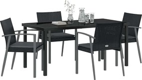 vidaXL Σέτ φαγητού για κήπο 5 pcs Μαύρο και Γκρι Ράτα PE