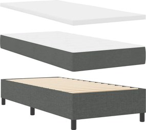 vidaXL LED Κρεβάτι με βάθρο Σκούρο Γκρι 100 x 200 cm ύφασμα