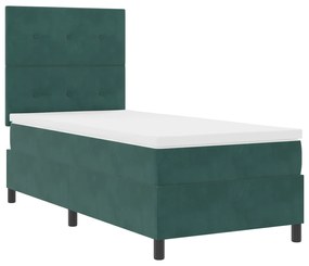 vidaXL Box Spring Bed με Στρώμα Σκούρο Πράσινο 80x200 εκ Βελούδο