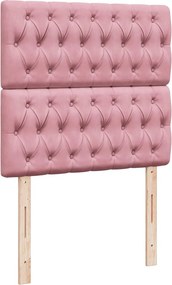 vidaXL Κρεβάτι Boxspring με Στρώμα Ροζ 90x200 εκ. Βελούδινο