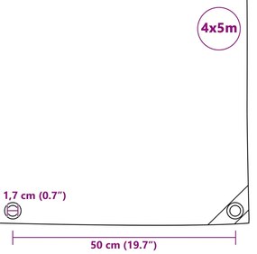 vidaXL Μουσαμάς 650 γρ./μ.² Γκρι 4 x 5 μ.