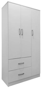 Ντουλάπα τρίφυλλη με 2 συρτάρια Lego pakoworld σε λευκή απόχρωση 90x42x180εκ