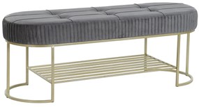 Σκαμπό DKD Home Decor Γκρι Χρυσό Μέταλλο 120 x 40 x 45 cm