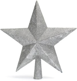 Χριστουγεννιάτικη Κορυφή Δέντρου Ασημί με Glitter 20cm 237528