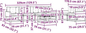 vidaXL Σειρά Καναπέ Εξωτερικού με μαξιλάρι 7 pcs Φυσικό και Ανθρακί
