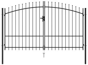 vidaXL Καγκελόπορτα Διπλή με Ακίδες Μαύρη 3 x 1,75 μ. Ατσάλινη