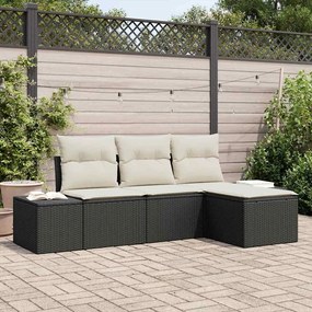 vidaXL Σετ Καναπέ Κήπου 4 pcs Μαύρο Πολυ ράταν