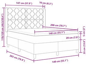 vidaXL Κρεβάτι Box Spring με Στρώμα - Μπλε, 140x200 εκ., Υφάσμα