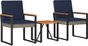 vidaXL Σετ Εξωτερικών Επίπλων 3 τμχ. Γκρι και Navy Blue