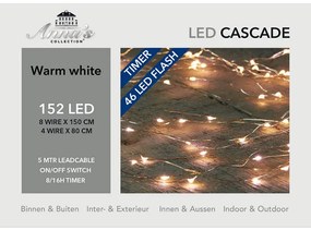 ΦΩΤΑΚΙΑ 152 LED FLASH ME 8 ΑΣΗΜΙ ΣΥΡΜΑΤΑ 150 + 4X80CM Θερμό λευκό φως με 46 FLASH - 5M ΔΙΑΦΑΝΟ ΚΑΛΩΔΙΟ - DC 6V IP44 TRAN