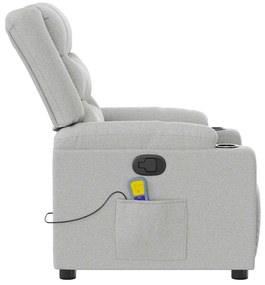 vidaXL καρέκλα ανάκλισης μασάζ Cloud Grey Fabric