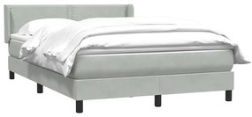 vidaXL Κρεβάτι Boxspring με Στρώμα Ανοιχτό Γκρι 160x220 εκ. Βελούδινο