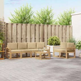 vidaXL Σειρά Καναπέ Εξωτερικού με μαξιλάρι 7 pcs Λευκό και Μπεζ