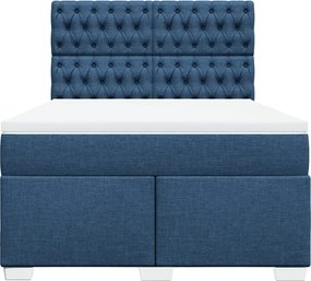 vidaXL Κρεβάτι Boxspring με Στρώμα Μπλε 140x190 εκ. Υφασμάτινο