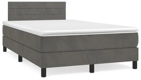 ΚΡΕΒΑΤΙ BOXSPRING ΜΕ ΣΤΡΩΜΑ &amp; LED ΣΚ.ΓΚΡΙ 120X190ΕΚ. ΒΕΛΟΥΔΙΝΟ 3270160