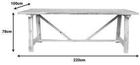 Τραπέζι Luxous teak ξύλο σε φυσική απόχρωση 220x100x78εκ 220x100x78 εκ.