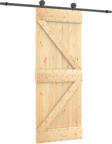 vidaXL Συρόμενη Πόρτα Φυσικό και Μαύρο 70 x 210 cm